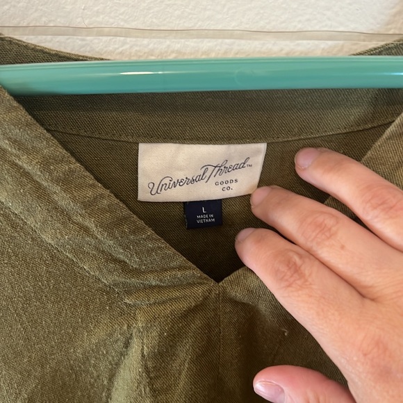 Universal Threads Target dress WITH POCKETS! Size L green linen. - Picture 3 of 5
